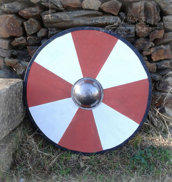 Escudo vikingo rojo y blanco