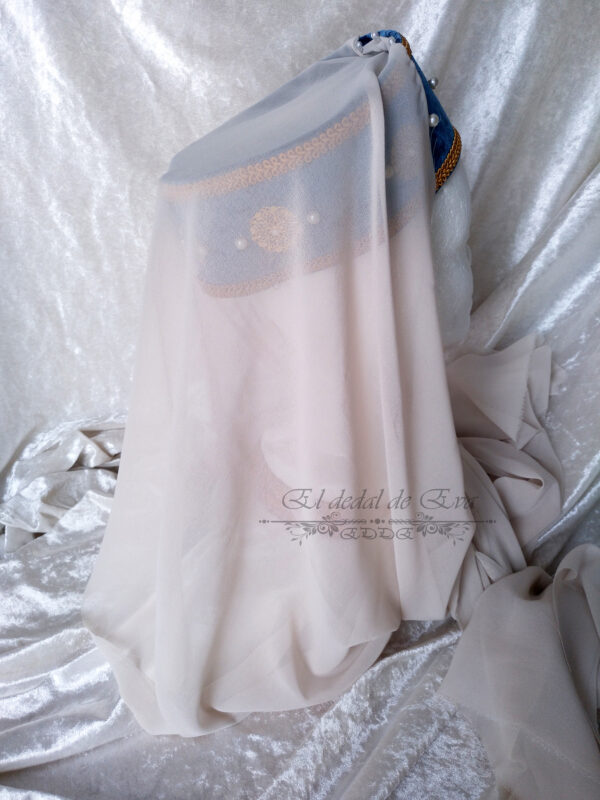 Tocado Medieval de Terciopelo Azul con Velo - Imagen 2